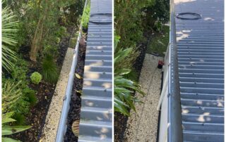 Home gutter system showing the need for regular cleaning to prevent blockages and water damage.