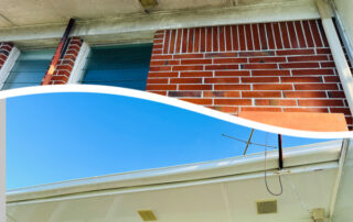 Clean house soffits and spouting after professional washing, free from dirt, mold, and grime buildup.