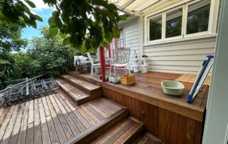 Wooden deck fully cleaned and restored after professional water blasting service by Metro Water Blasting.
