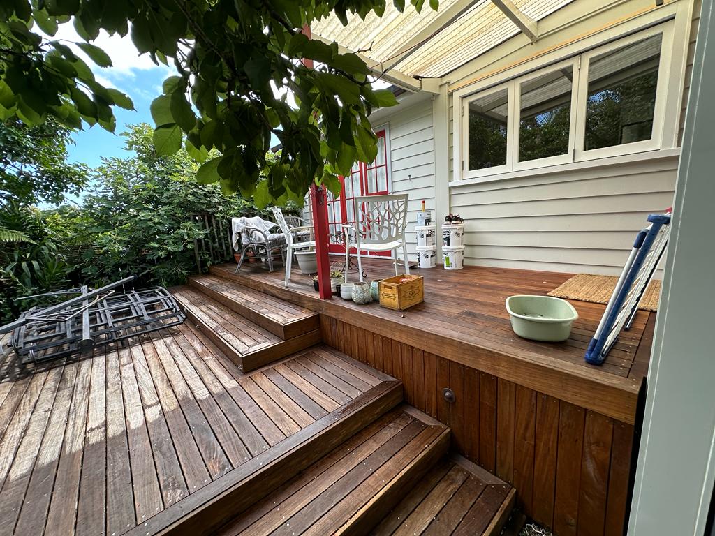 Wooden deck fully cleaned and restored after professional water blasting service by Metro Water Blasting.