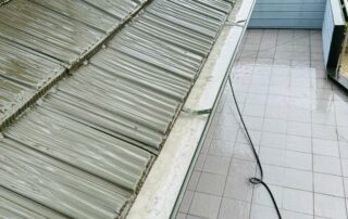 Gutters completely cleared, cleaned, and flushed after professional gutter cleaning service.